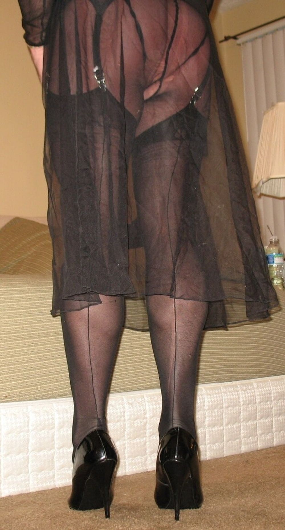 Long Luscious Legs Encased in Sheer Black Silk FF Nylons #7