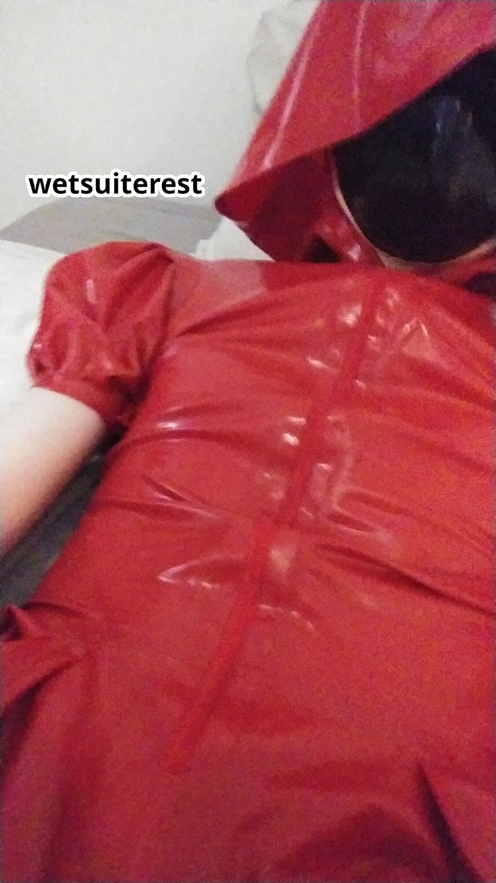 Red latex hooded swing dress and stockings #19