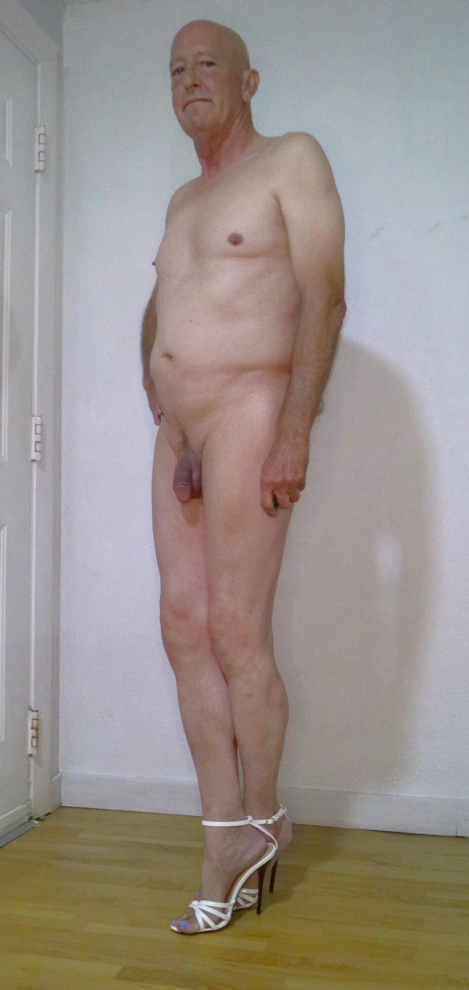 Faggot Andrew Brown Totally Nude in Sexy White Heels #10