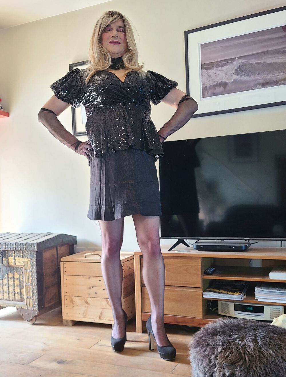 crossdresser in stockings and heels #13