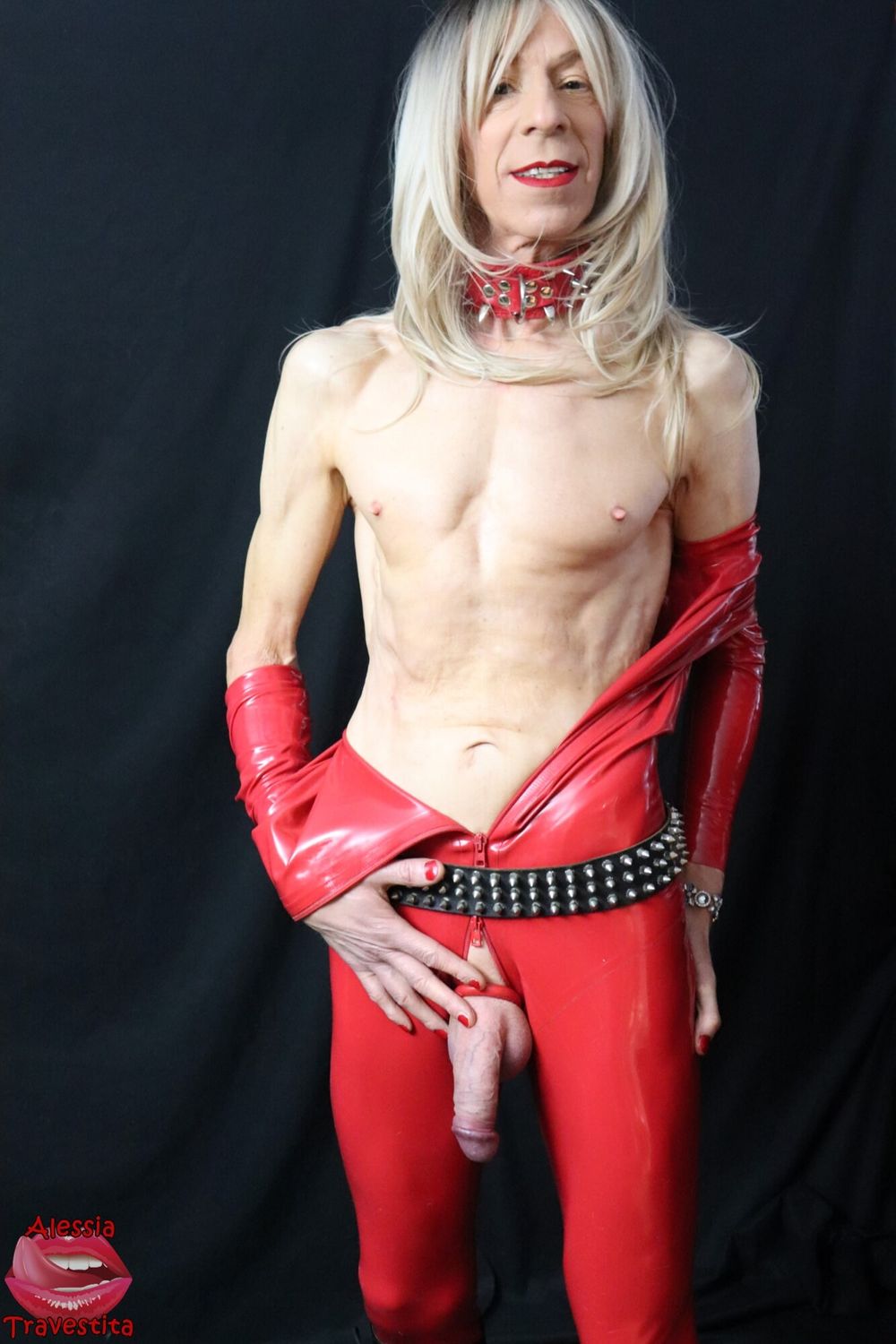 133 Alessia Travestita - Red Latex Striptease #7