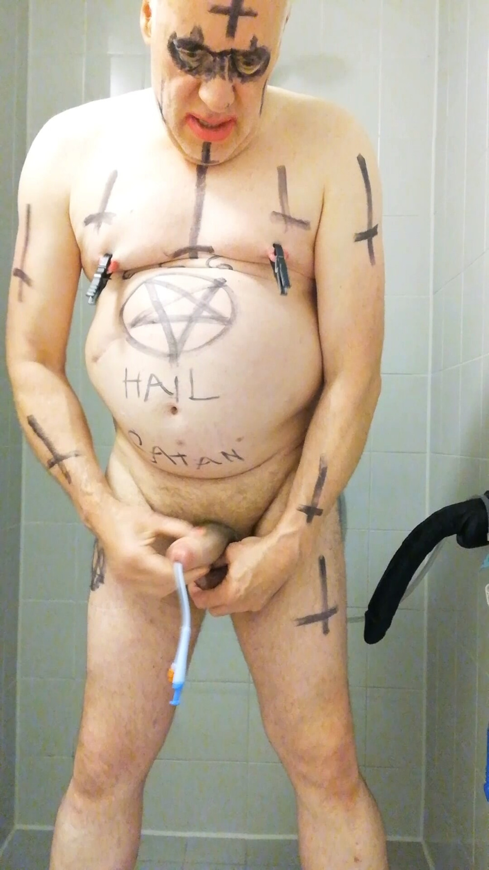 Satan slave takes a delicious urine enema #27