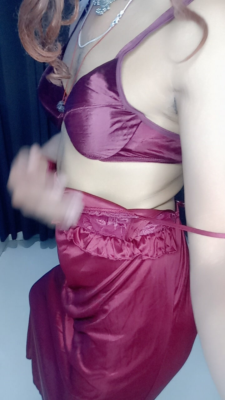 Gorgeous stepmom satin bra panty and wedding dress #12