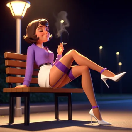 purple stockings smoking         