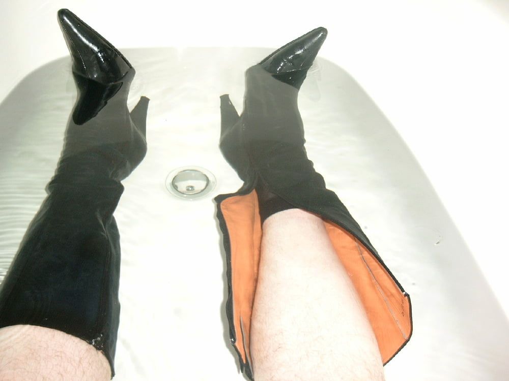 Fun with Leather Boots in the Tub #6