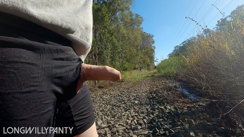 Straight guy walking around with a hard uncut cock in public #2