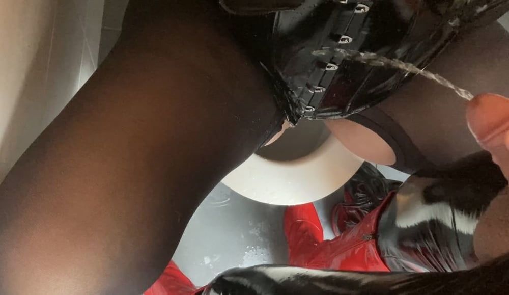 Black and Red Fetish Pissing #18