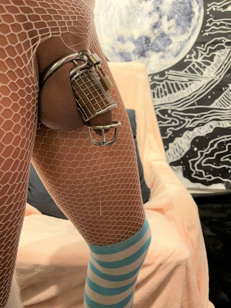 Sissy Clit Dripping In Chastity Cage #7