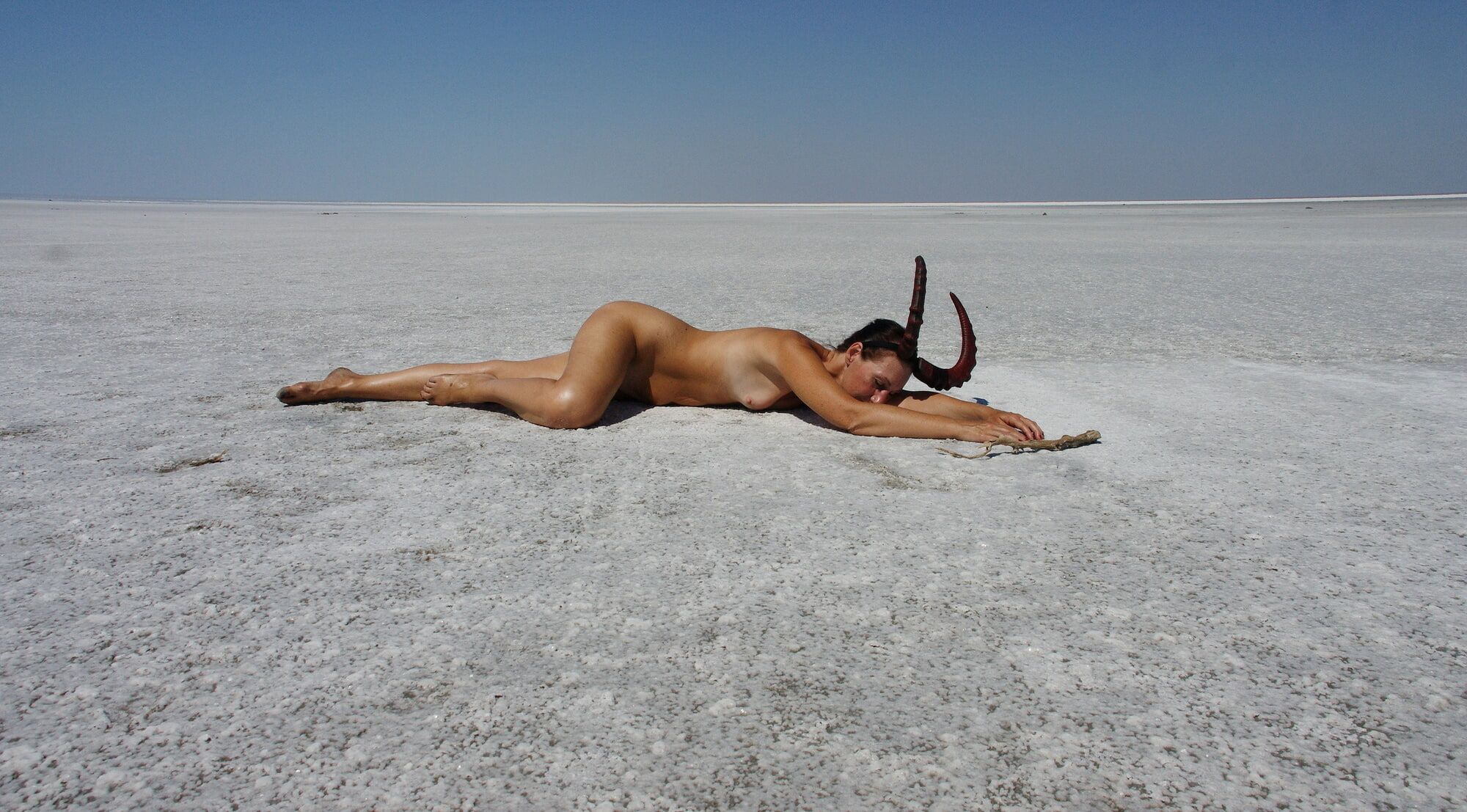 Lying naked on the salt of the saltlake Elton - Russia #12