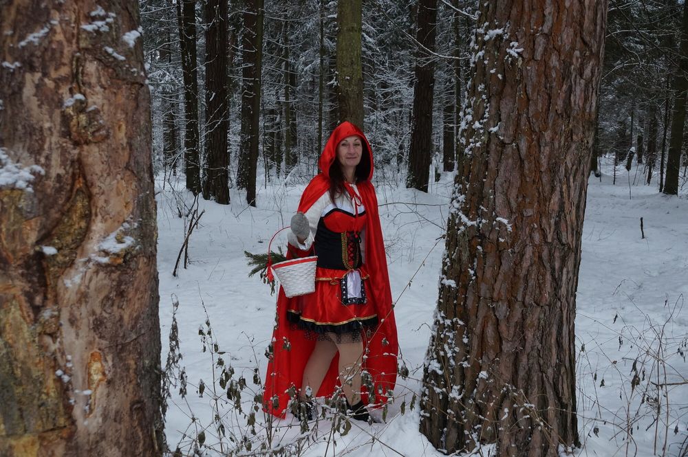 Little Red Riding Hood on a forest path #15