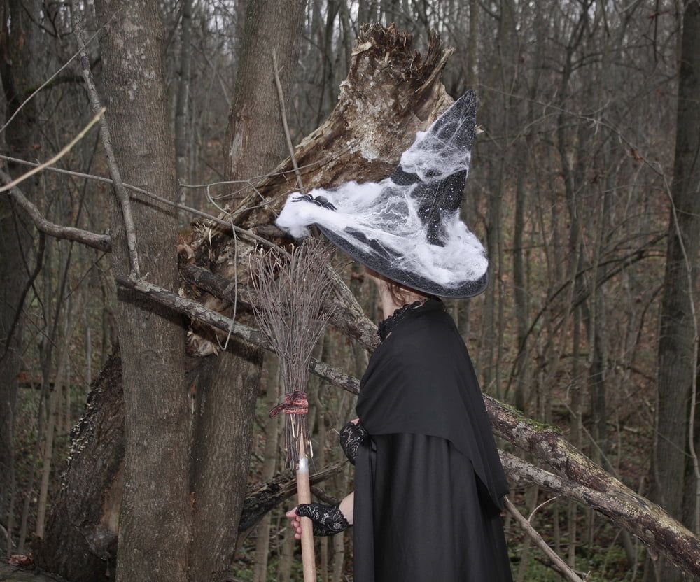 Witch with broom in forest #39