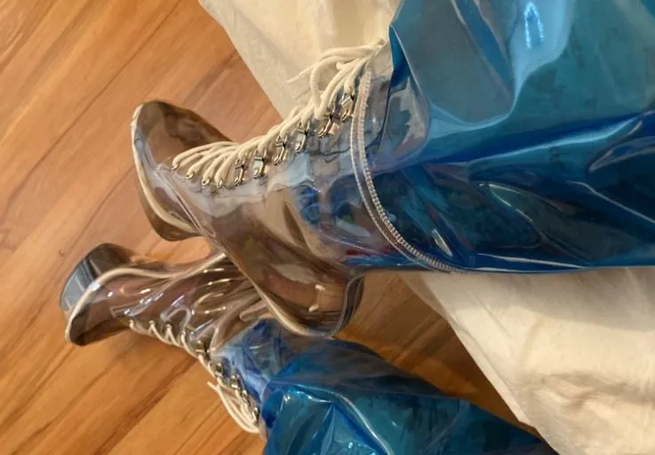 Blue Transparent PVC and Clear PVC Boots