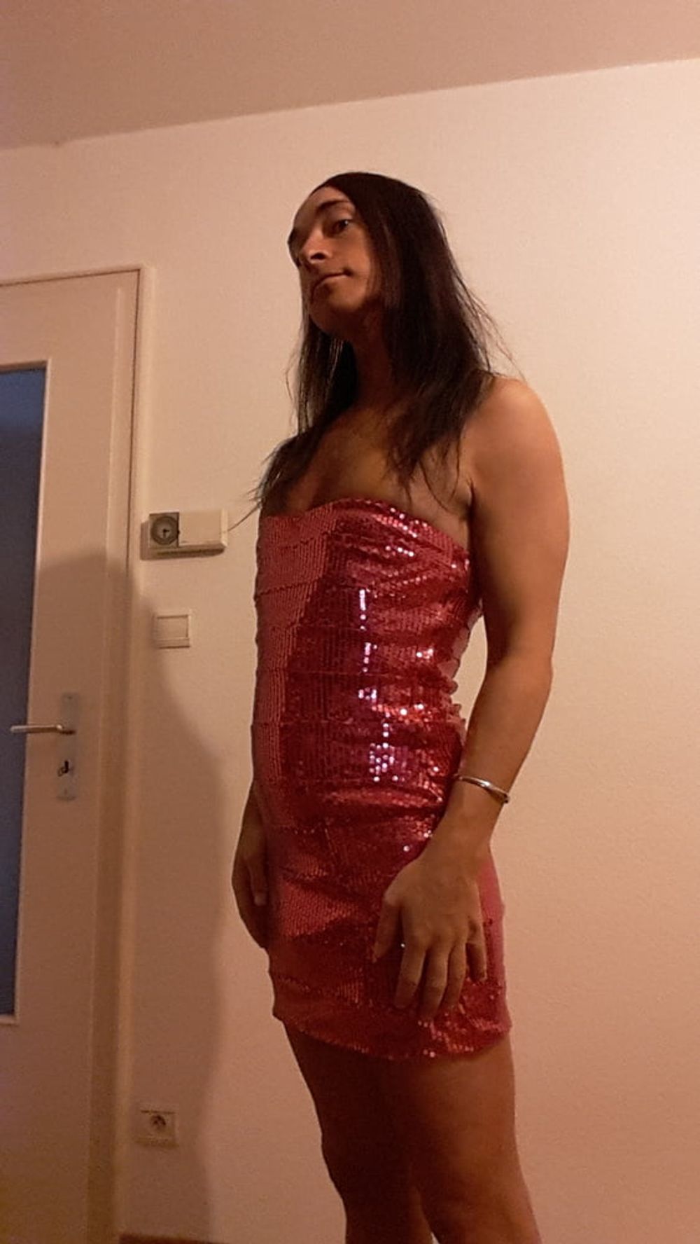 Tygra babe wearing a pink-sheath dress. #25