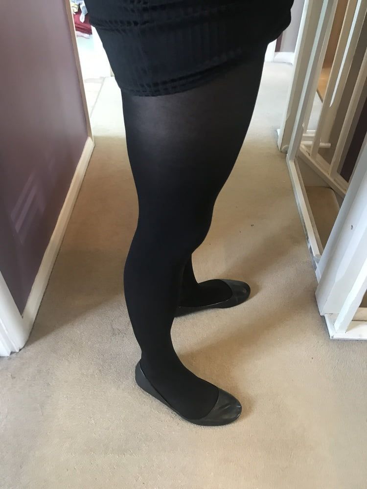 Black seamless tights & tight short skirt #43