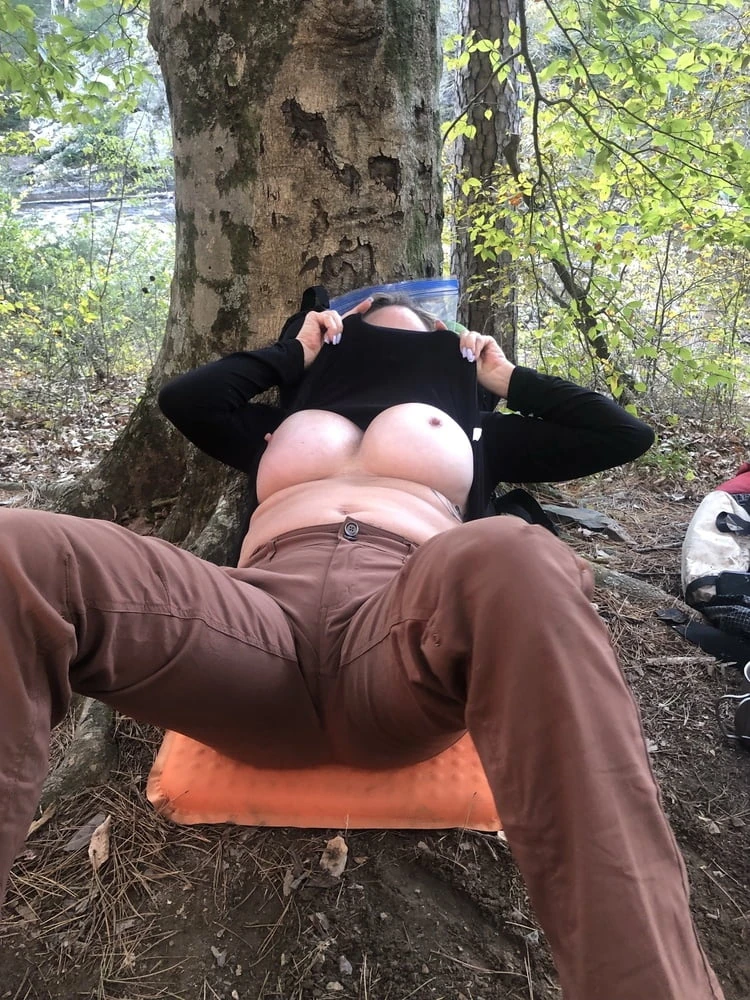 MILF on a Hike Flashes Giant Double G Boobs #36