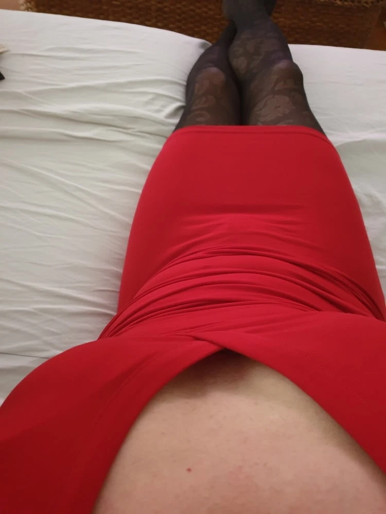 Toni254 red dress cock nylon #2