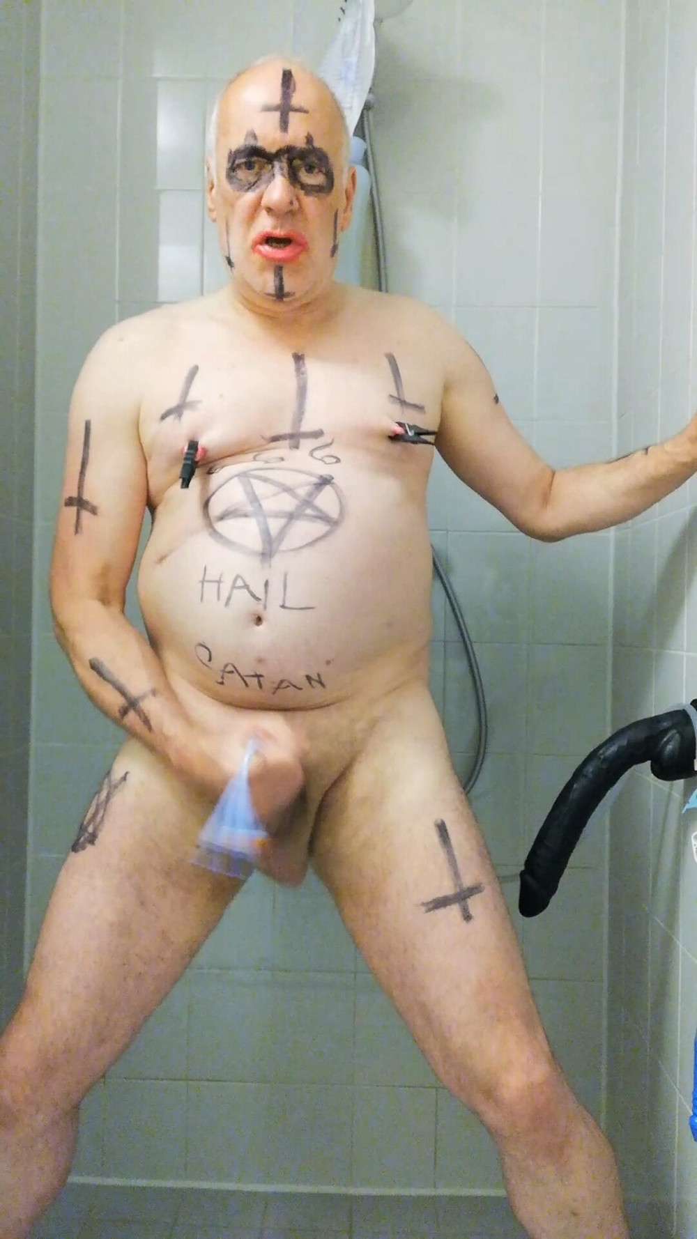 Satan slave takes a delicious urine enema #2