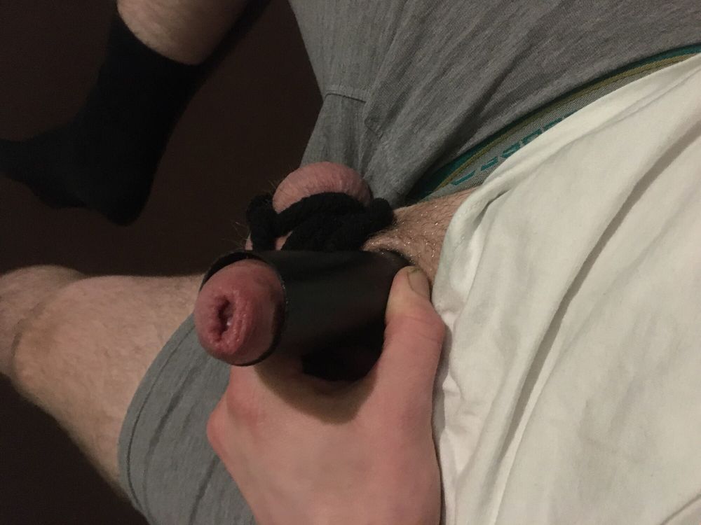 Bound Dick And Balls And Homemade Cocksleeve  #2