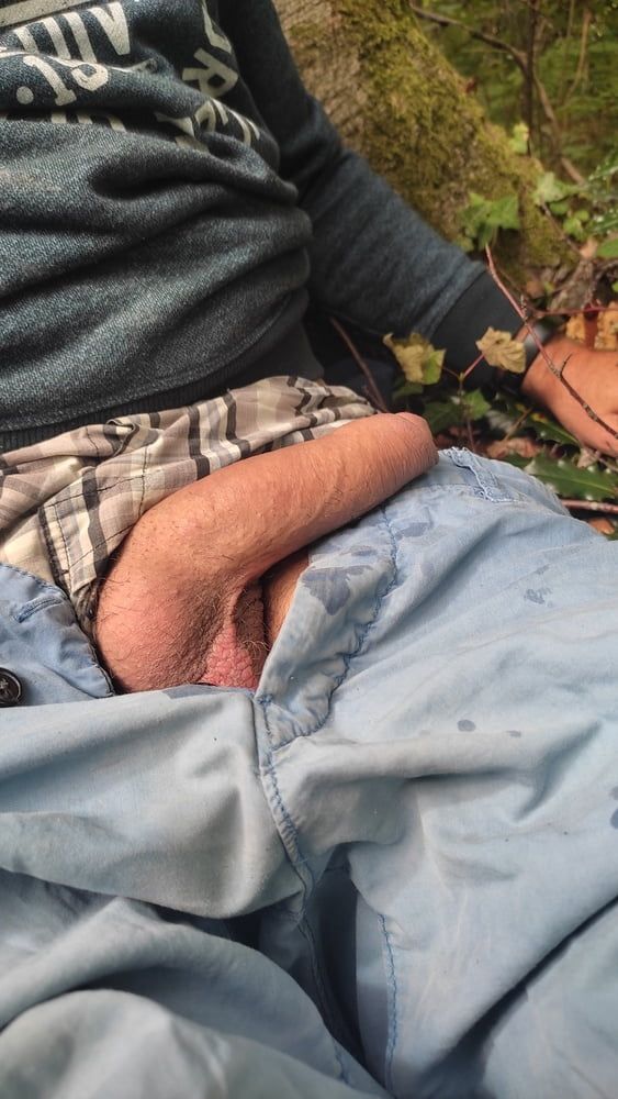 Lying on the forest floor , uncover my dick #3