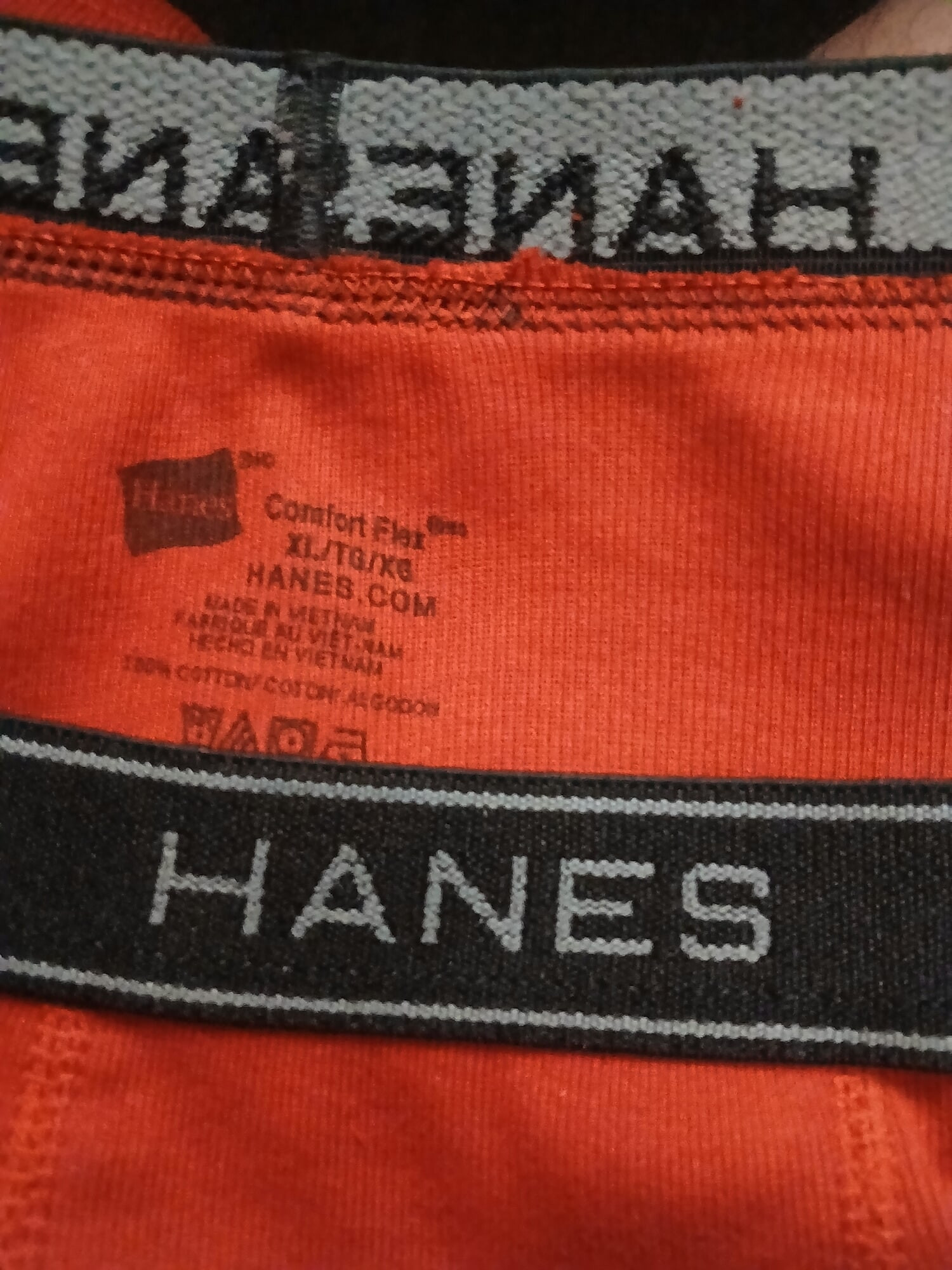 Reddish orange Hanes boxerbriefs 