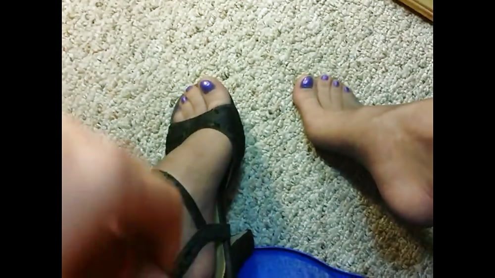 Cumshot On Pantyhose Feet Bare and In Heels Crossdress Fun #5