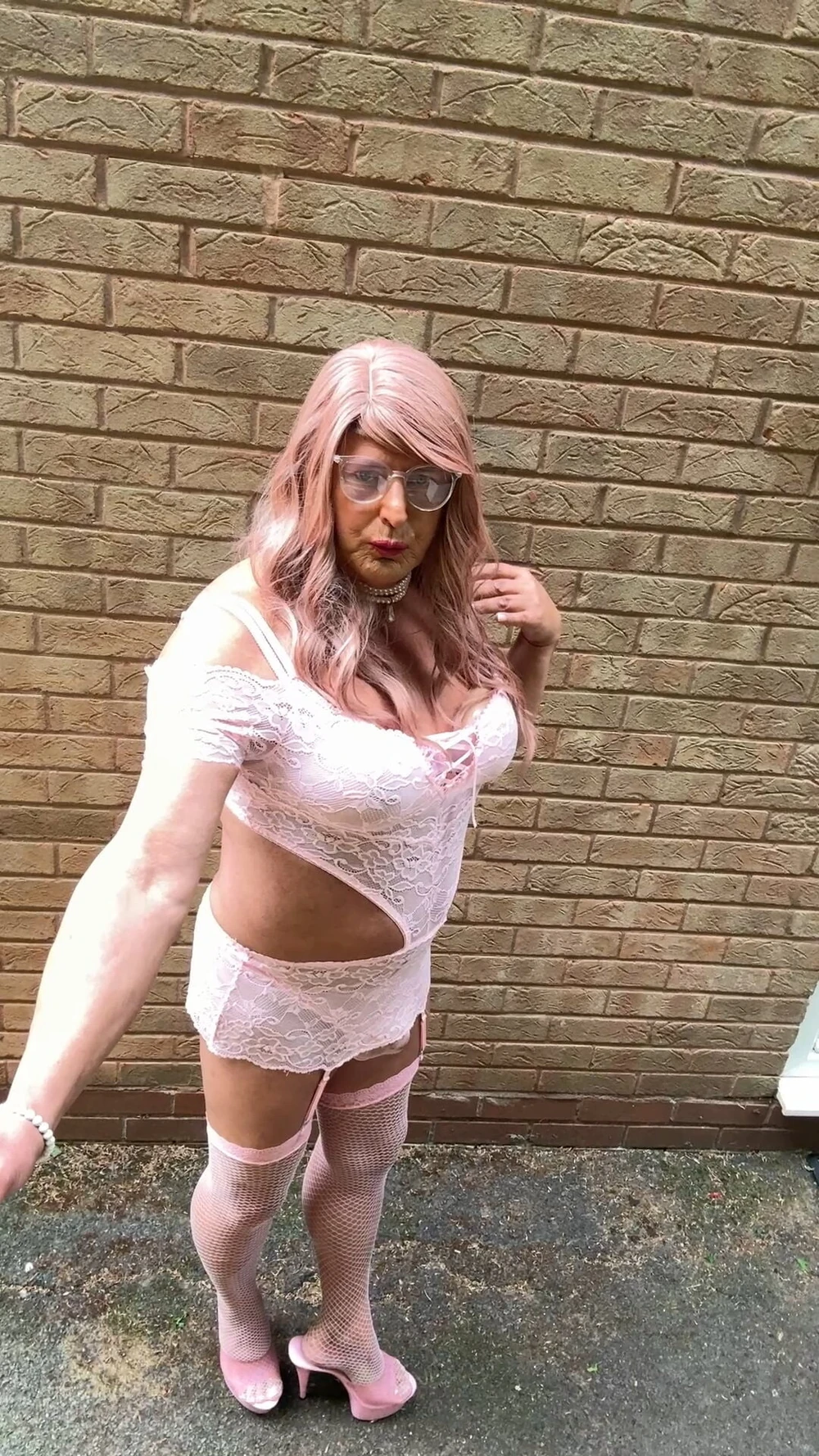 Sexy Crossdresser kellycd2022 in pink lace lingerie  #34