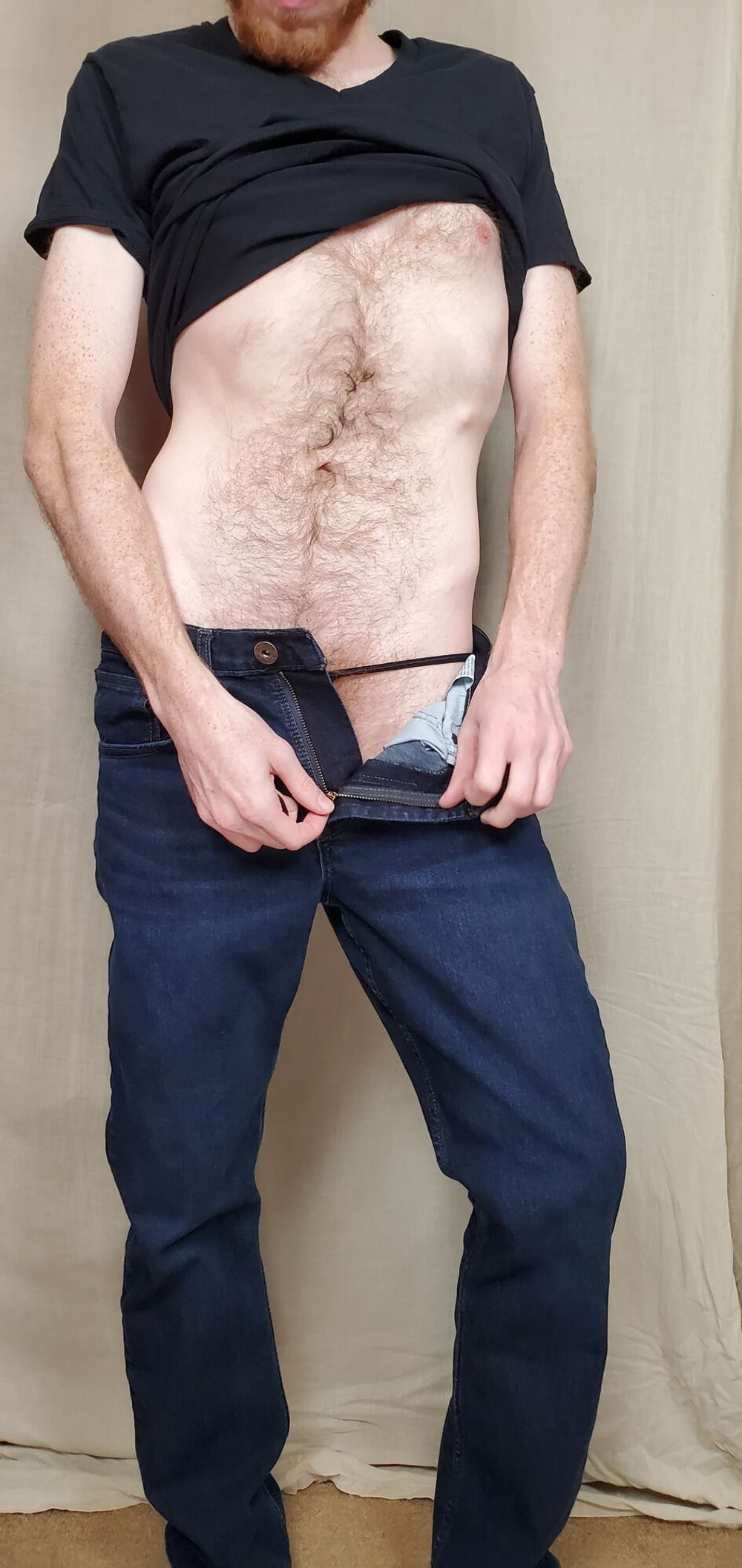 Me Teasing in Jeans and a G-String Going Nude With My Cock #14