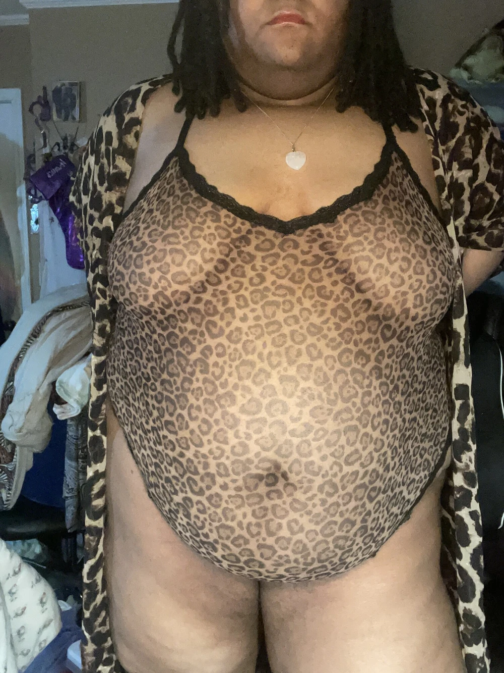 Fat Cat: Ebony SSBBW in leopard print lingerie #4