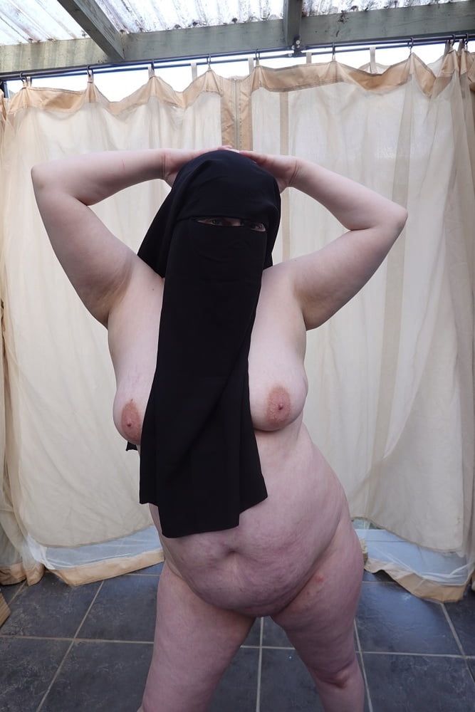 Nude in Niqab in ankle boots #25