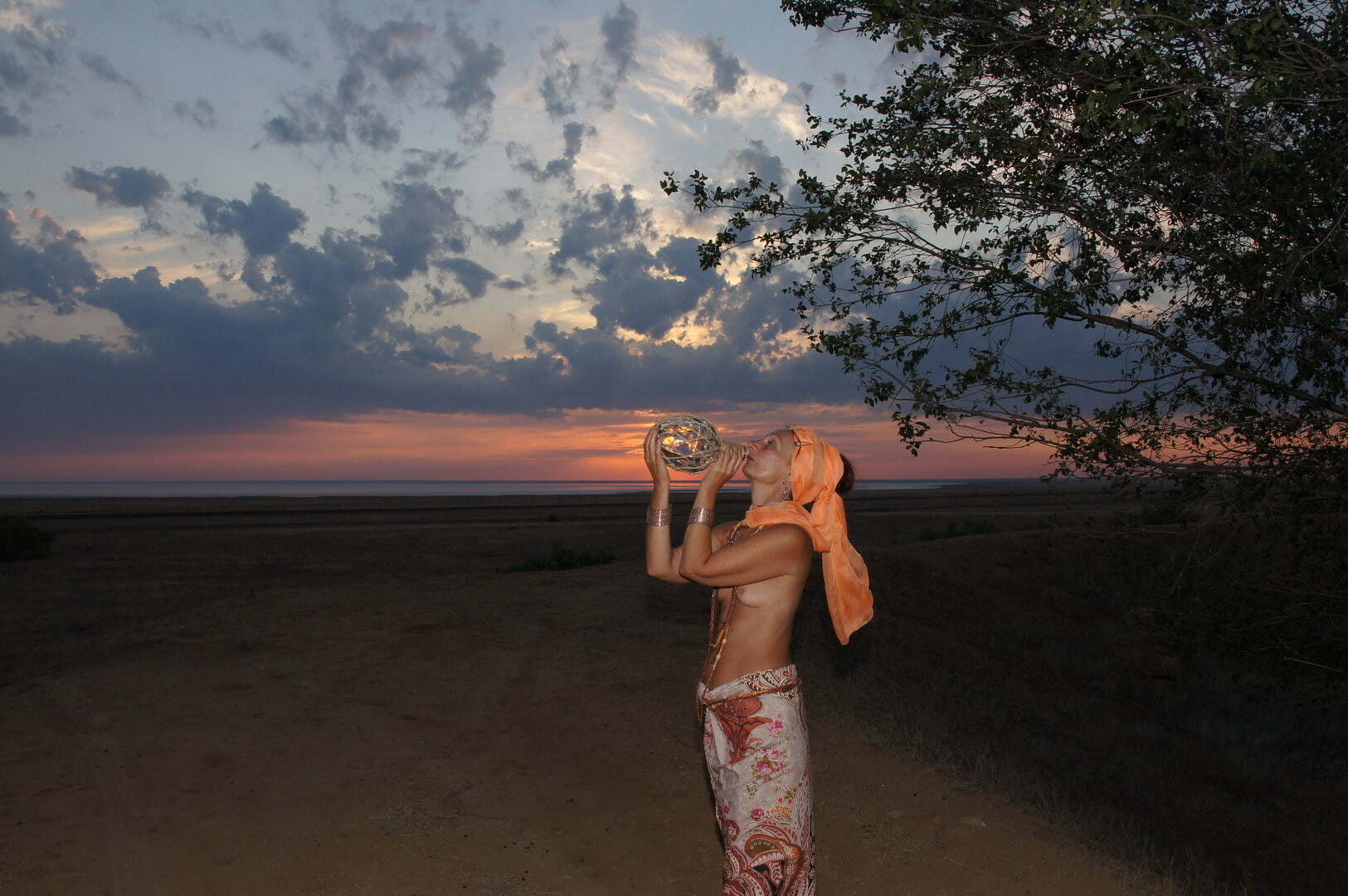 With a jug in the sunsetting sun #19