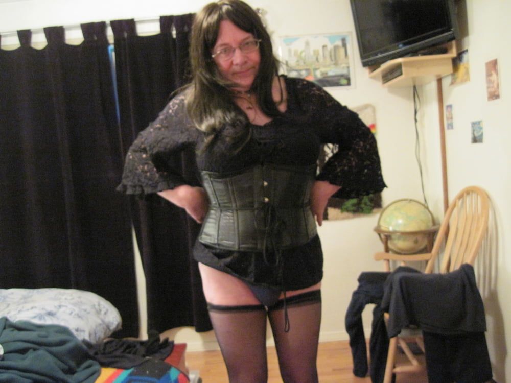Trixie as DOM, in Lace, Coset & thigh highs