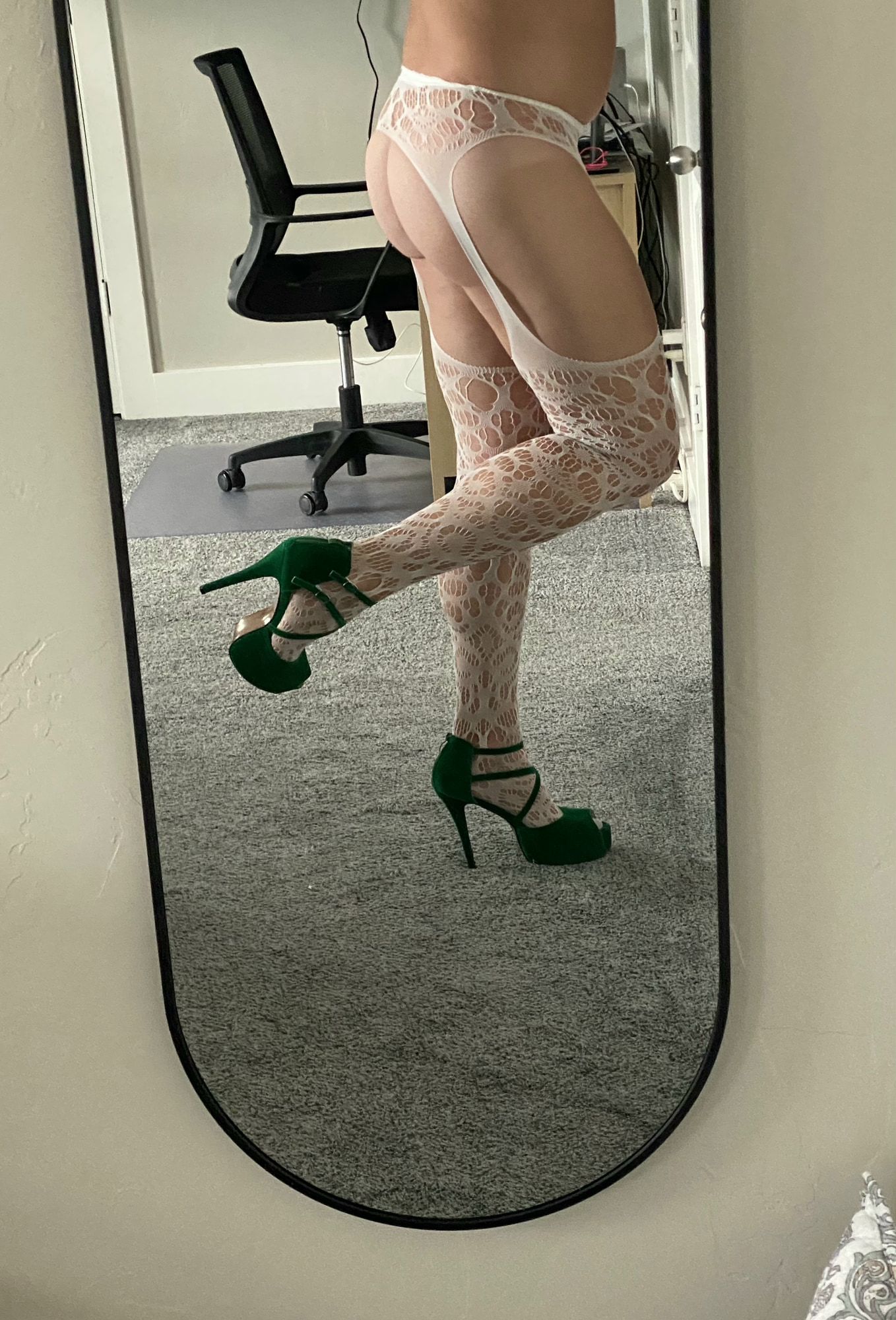 Green Lingerie and Heels seduction #23