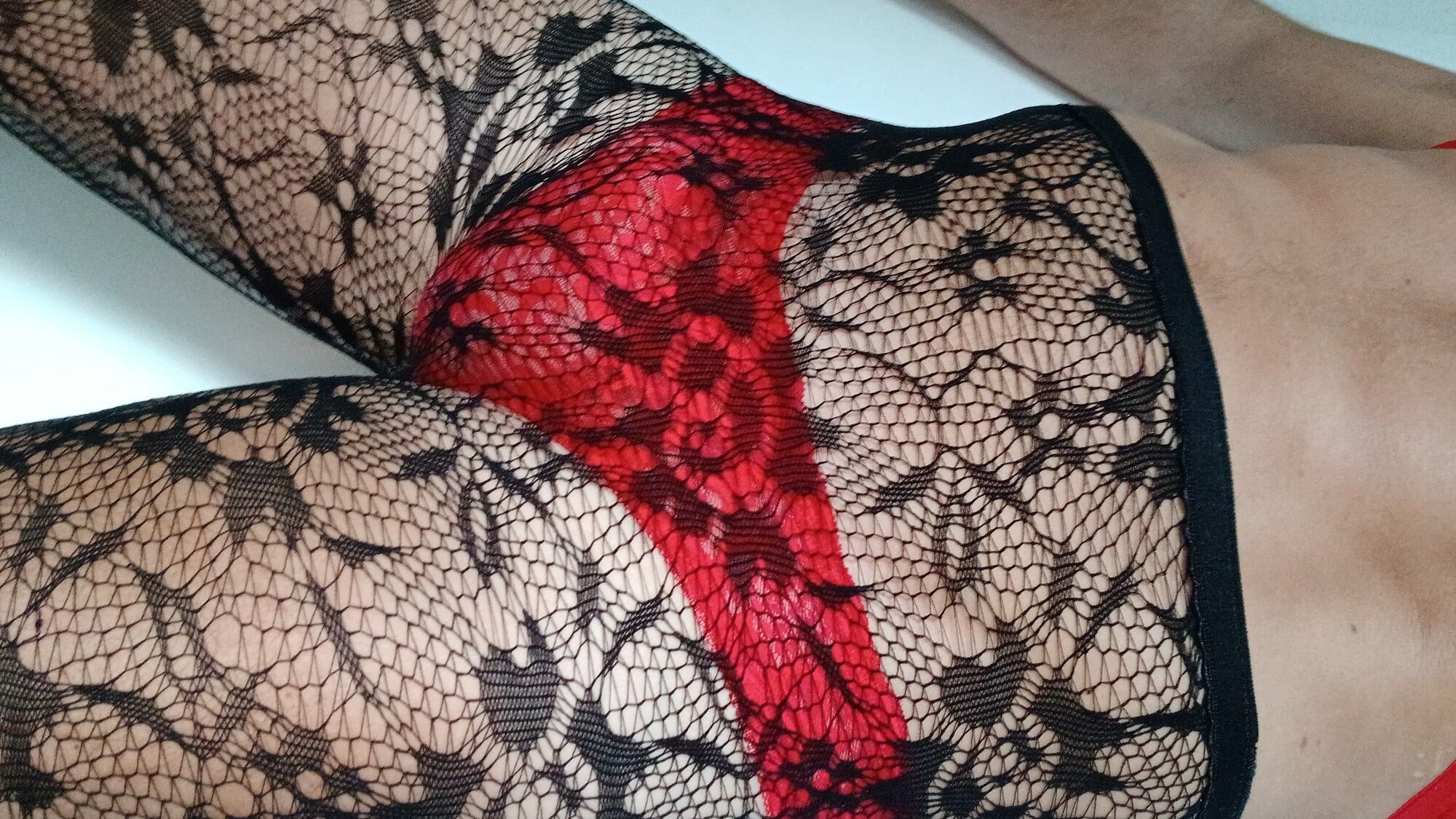 Black stoking red pantie  #36