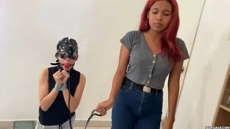 cute slave girl used as toilet cleaner by lezdom mistress         