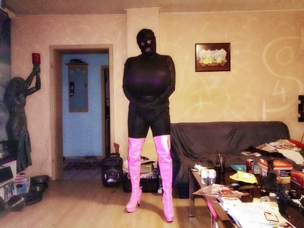 Overknee Boots Pink Latex Stiefel Fetish High Heels Tits Hot #4