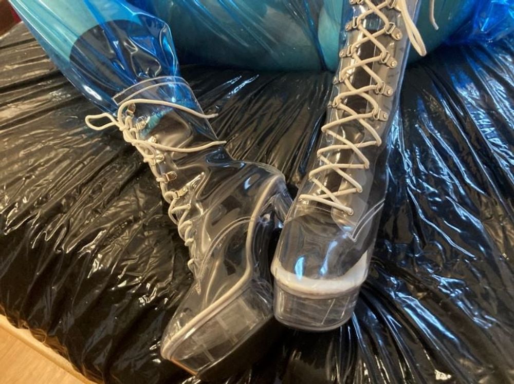 Blue Transparent PVC and Clear PVC Boots 2 #16