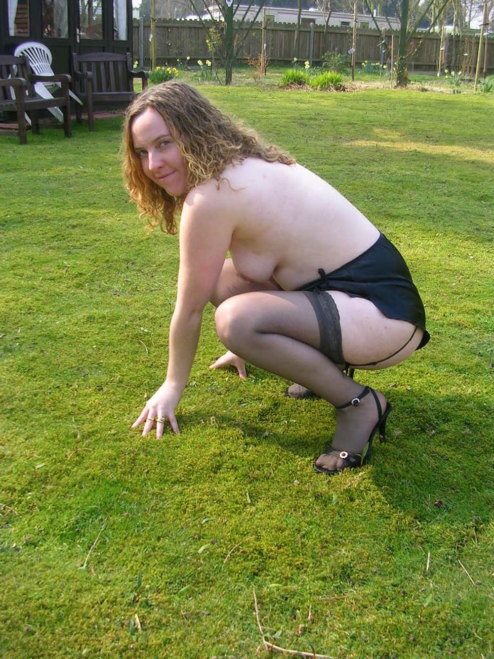 Flashing in Stockings Outdoors #10