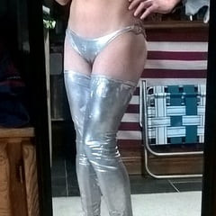 Beautiful White Sissy CD Trap Posing With Mirror