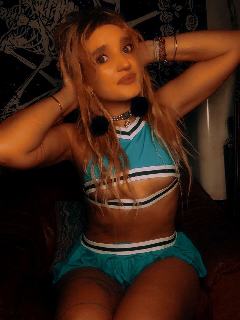 Horny cheerleader posing with all her juicy parts out #35