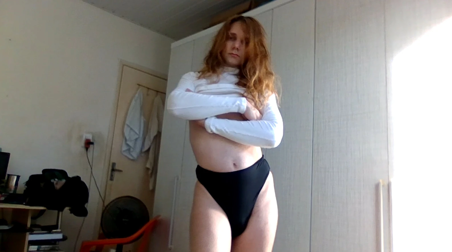 My white cropped shirt and black panties #17