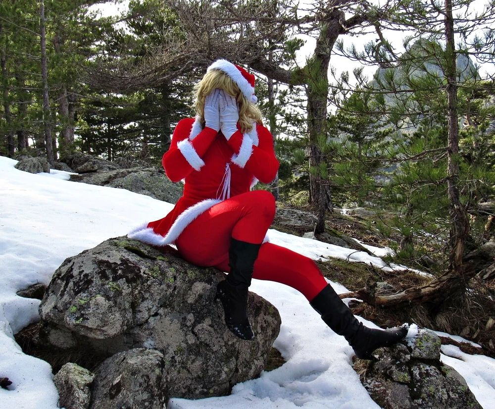 Shy snowflake shows off her ass in stockings. #26