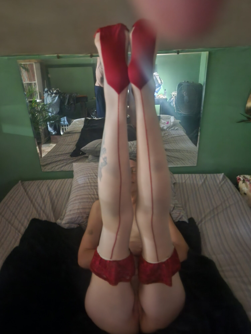 Goode Girl shows off in red and white thigh highs  #7