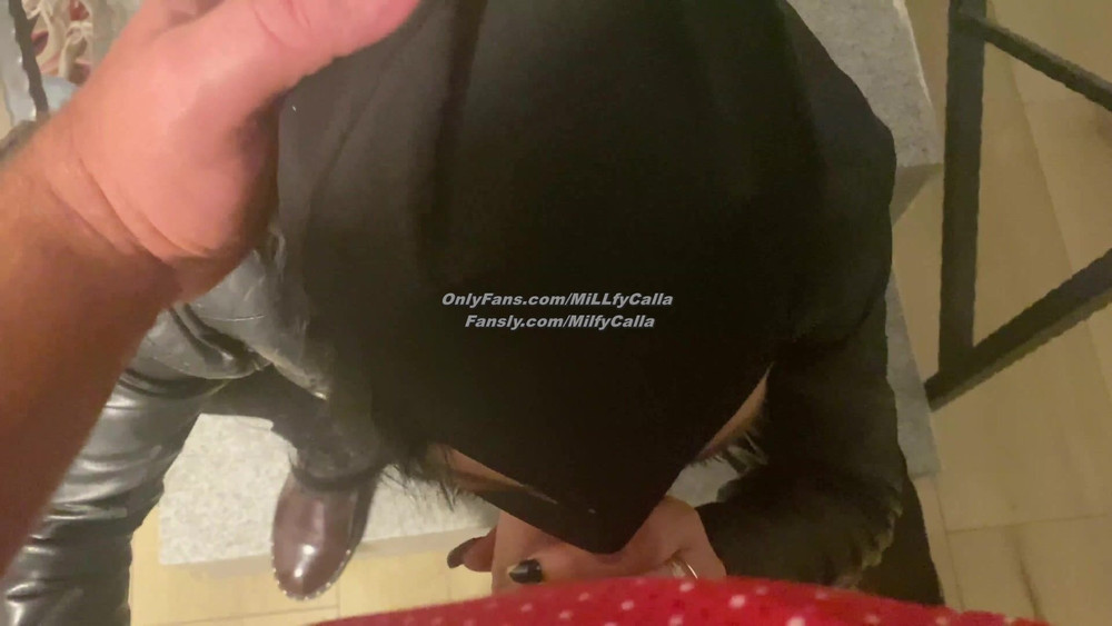 Batman Mask Blowjob on the Stairs – Cum on My Mouth & Mask #60