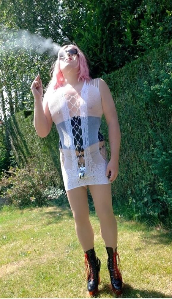 Smoking caged with natural tits #29