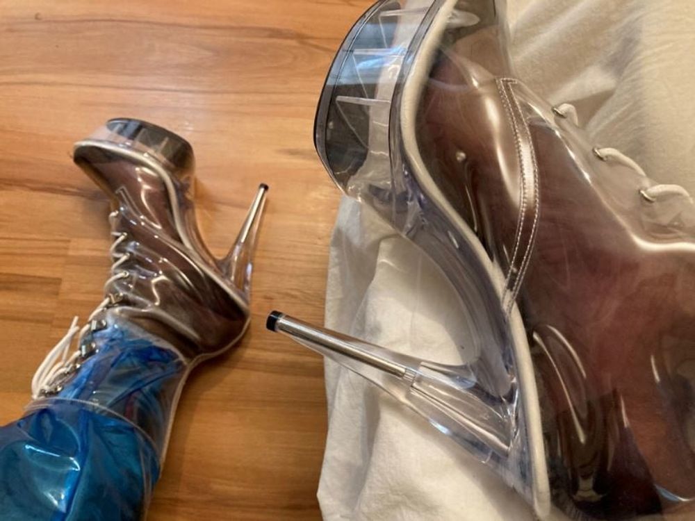 Blue Transparent PVC and Clear PVC Boots #19