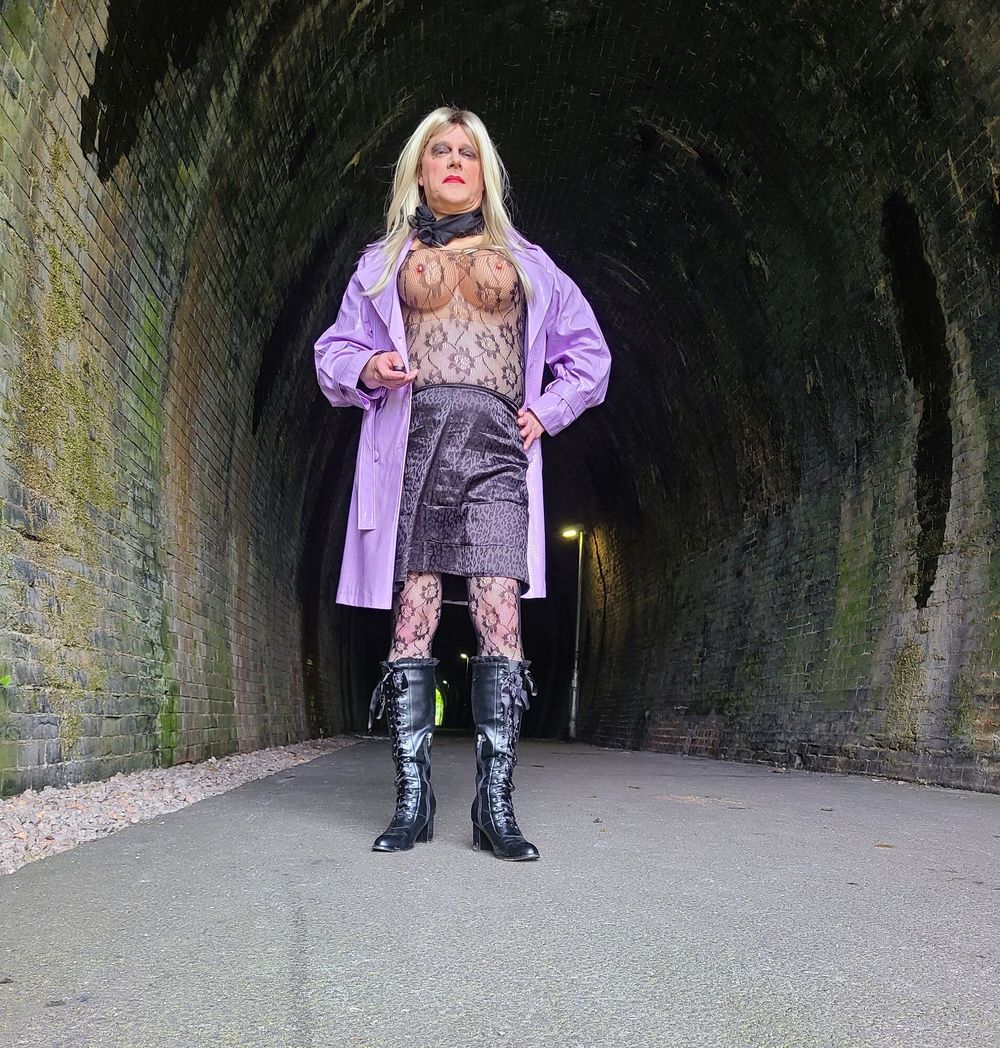 sissy in old tunnel