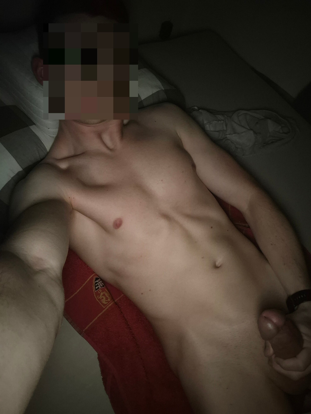 Good boy poses and masturbates in bed #4