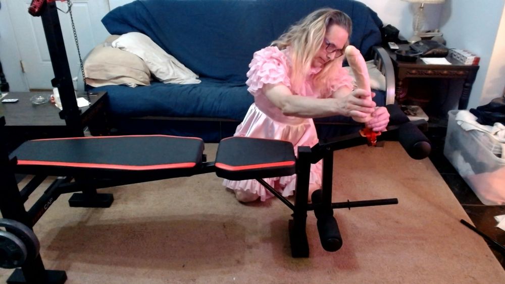 Sissy Slut Ashley Jolene On Her Weight Bench Fucking Machine #2