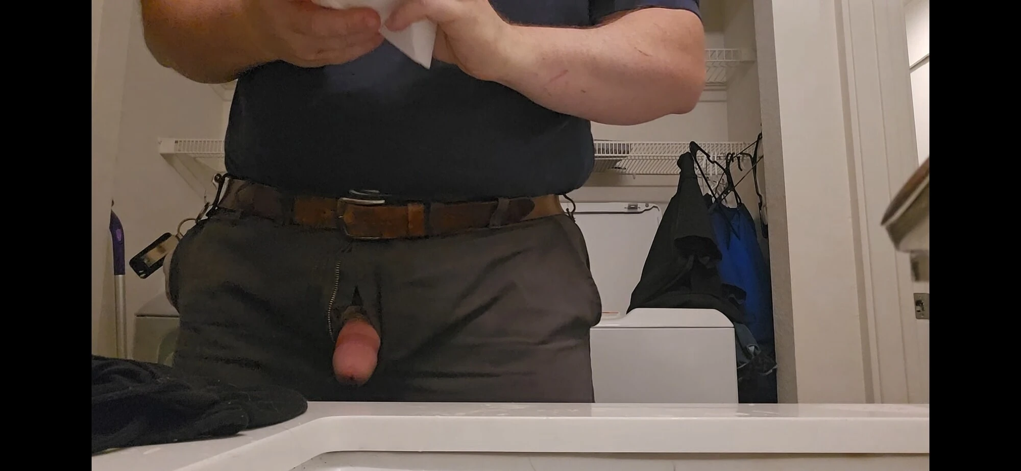 Masterbating with panties close up