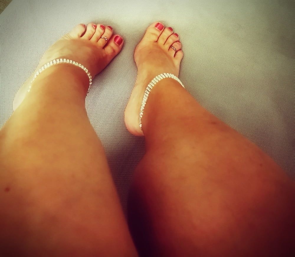 High Heels Mules+Barefeet+Red Toe Nails+Anklets+Toe Rings #14